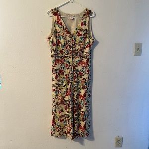 Tommy Bahama Long Floral Multicolor Silk Summer Dress, Size 14 with Side Zipper